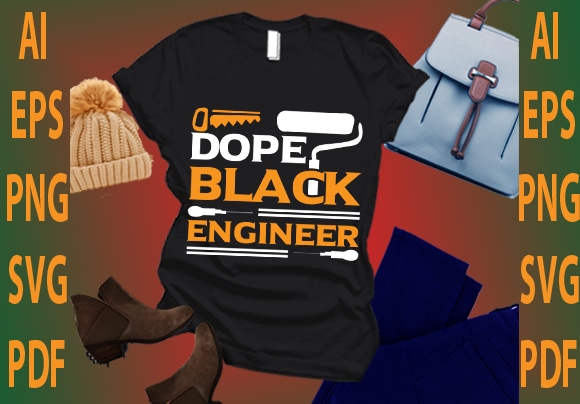 Dope black engineer t shirt vector illustration