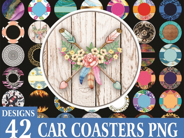 Combo 42 designs car coaster png bundle, coaster bundle, mockup included, sublimation designs, digital download 797654977