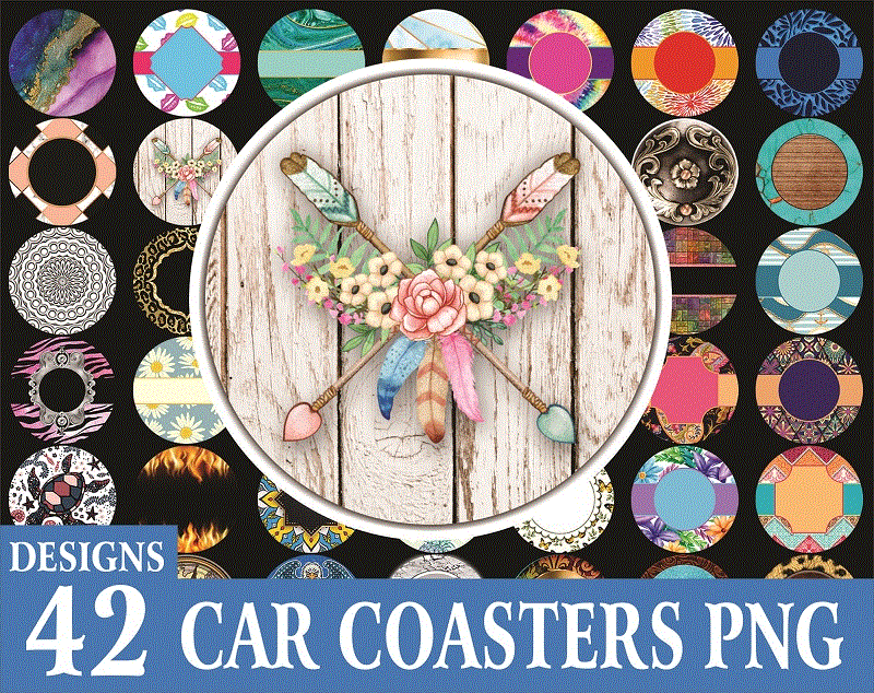 Combo 42 Designs Car Coaster Png Bundle, Coaster Bundle, Mockup Included, Sublimation Designs, Digital Download 797654977