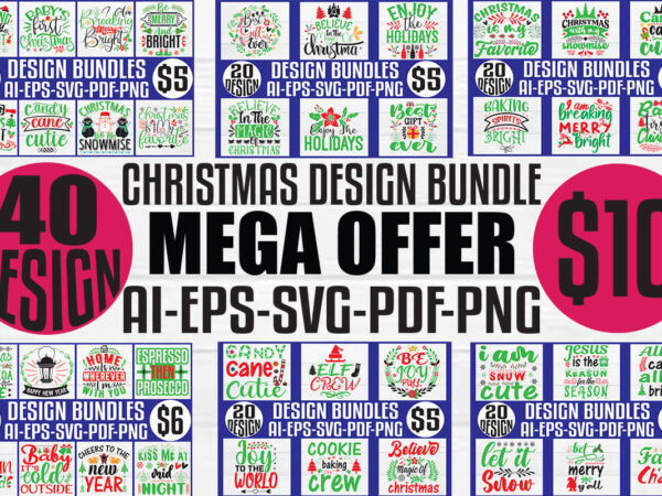 Christmas t-shirt and svg design bundle