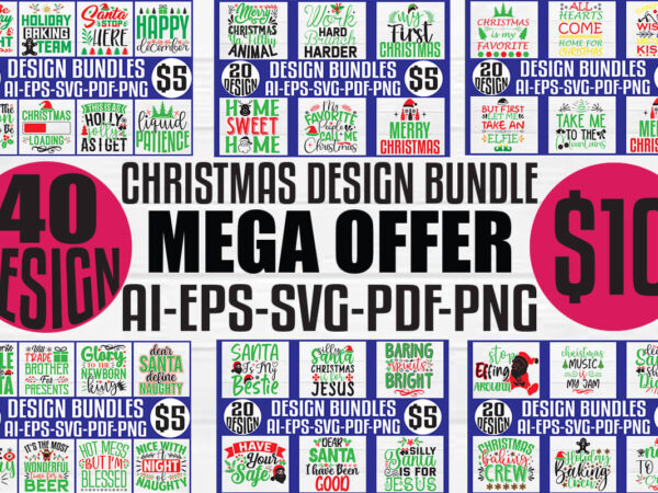 Christmas t-shirt and svg design bundle