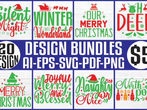 Christmas t-shirt and svg design bundle