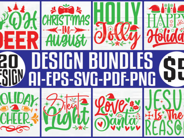 Christmas t-shirt and svg design bundle