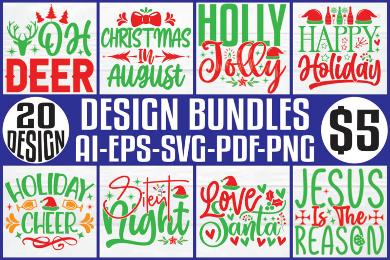 Christmas T-shirt And SVG Design Bundle