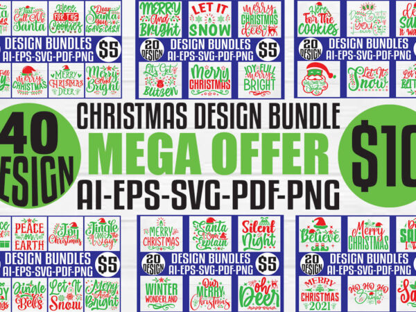 Christmas t-shirt and svg design bundle