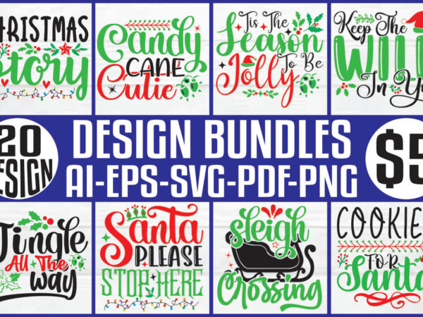 Christmas t-shirt and svg design bundle