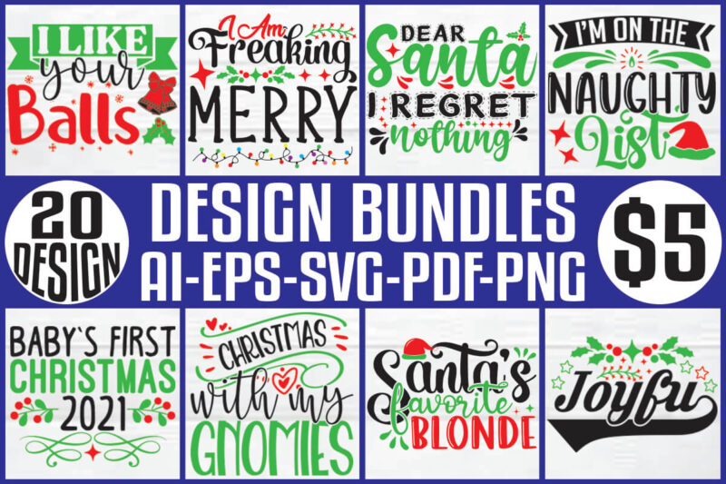 Christmas T-shirt And SVG Design Bundle