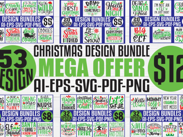 Christmas t-shirt and svg design bundle