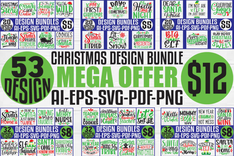 Christmas T-shirt And SVG Design Bundle