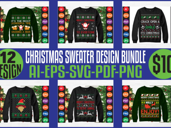 Christmas sweater and t-shirt design bundle Christmas sweater and t-shirt design bundle