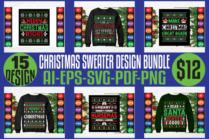 Christmas Sweater And T-shirt Design Bundle