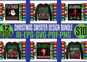 Christmas Sweater And T-shirt Design Bundle