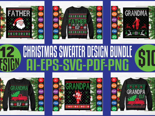 Christmas sweater and t-shirt design bundle