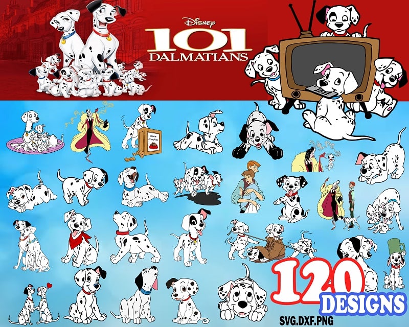 120 Designs 101 Daimatians svg BUNDLE, Disney Cartoon svg, Bundle 101 Daimatians SVG for Cricut, SVG Silhouette Dxf, Png, Digital Download 871531470