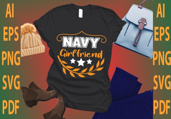 Navy girlfriend T shirt vector artwork