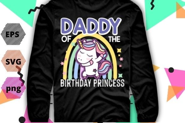 Mens daddy of the birthday princess dabbing unicorn girl t-shirt, t-shirt design svg mommy of the birthday girl, mother gift, unicorn birthday t-shirt vector, mamacorn mom, rainbow unicorn vector