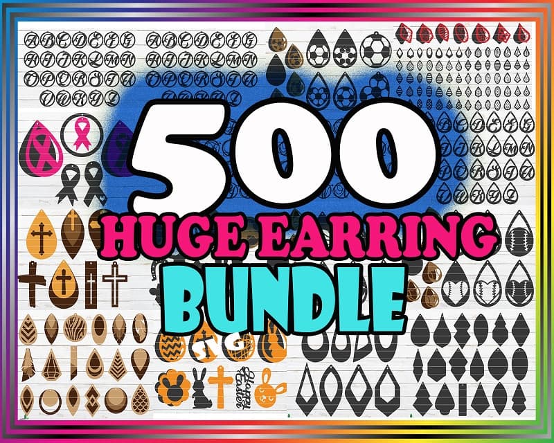 500 HUGE Earring Designs SVG Bundle, Different Earring Designs, Cuttable Leather Wood Acrylic, SVG Cut Files, Instant Digital Download 690958284