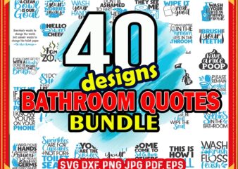 40 Funny Bathroom Bundle, Bathroom Cut File, Funny Bathroom Clipart, Bathroom Quotes, Printable Vector, Commercial Use, Instant Download 781868588