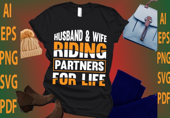Husband and wife riding partners for life graphic t shirt