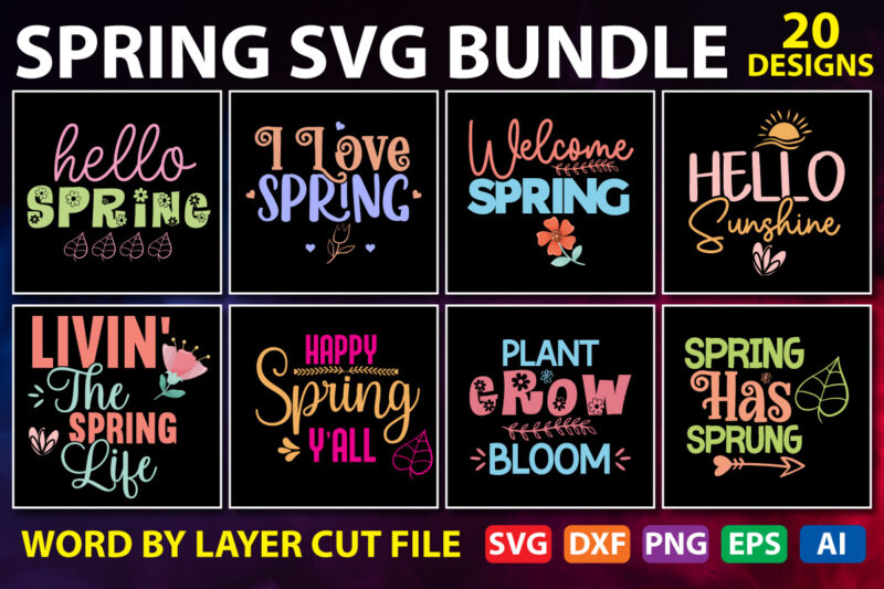Spring cut file Bundle, Spring SVG Bundle, Hello Spring SVG, Easter SVG, Welcome Spring svg, Floral svg, Spring Svg Quotes, Cut Files for Cricut