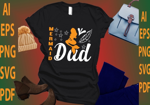 Mermaid dad t shirt designs for sale