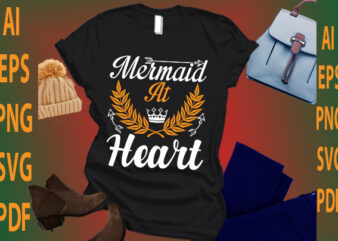 mermaid at heart t shirt designs for sale