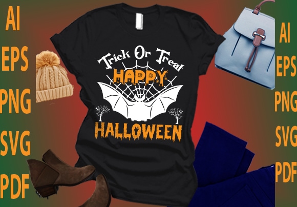 Trick or treat happy halloween t shirt designs for sale