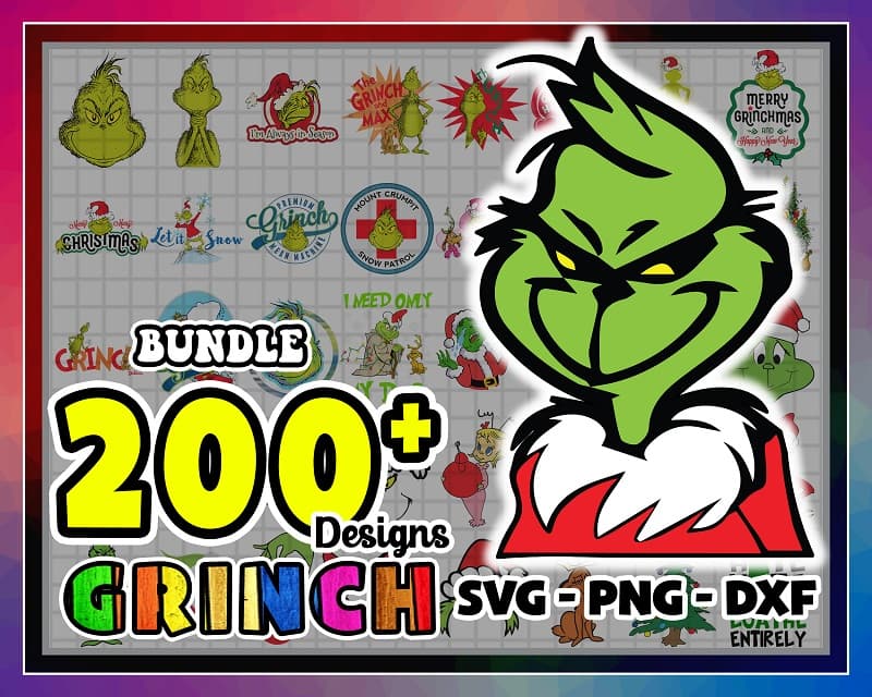 Bundle 200 Design Grinch Inspired, Grinch Png, Merry Christmas, Face grinch, Grinch tree, SVG/PNG/DXF, svg for cricut, Digital Download 921991415