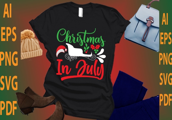 Christmas in july t shirt vector file