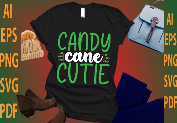 Candy cane cutie t shirt vector file