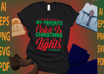 my favorite color is Christmas lights t shirt designs for sale