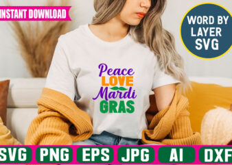Peace Love Mardi Gras Svg Vector T-shirt Design