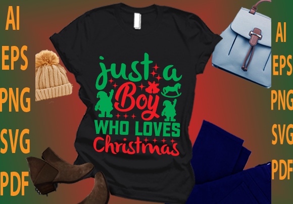 Just a boy who loves christmas vector clipart