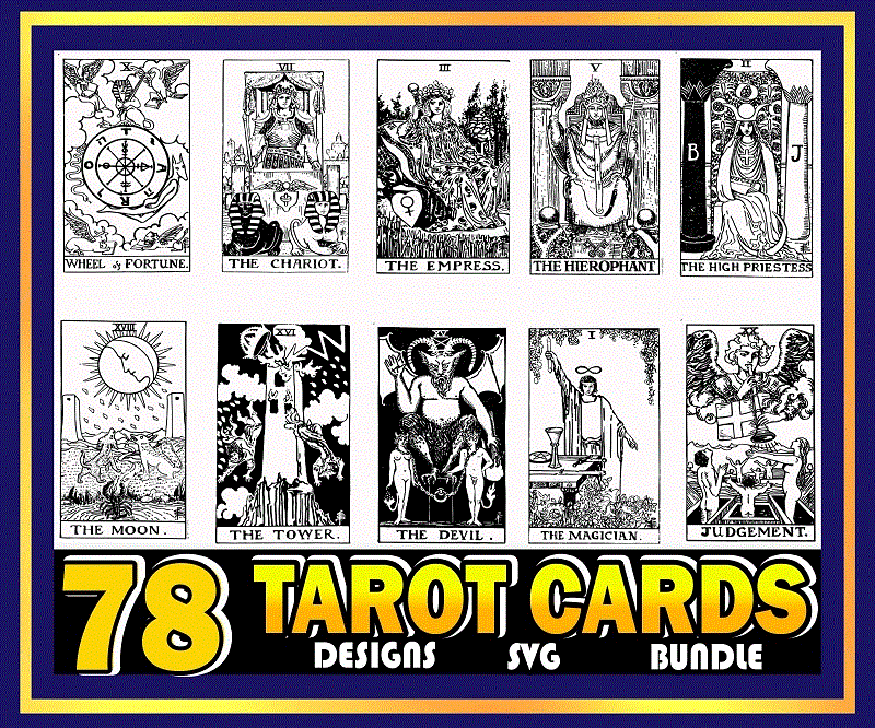 Bundle 78 Designs Tarot Cards SVG Printable Incl, Minor Arcana, Divination New Age For Shirts Wall Art, Cricut Files, Instant Download Print 862116484