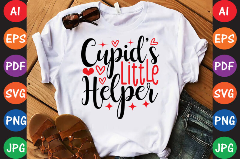 Cupid’s Little Helper – Valentine T-shirt And SVG Design