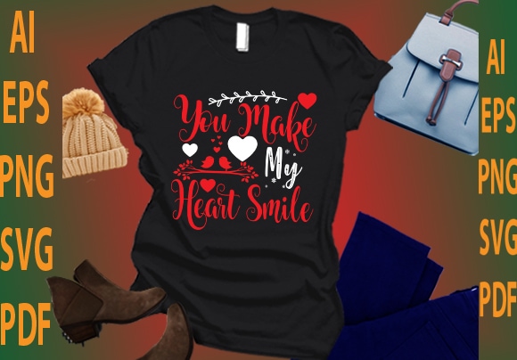 You make my heart smile t shirt design template