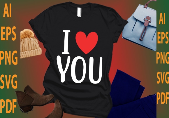 I love you t shirt design for sale