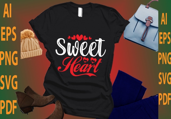 Sweet heart t shirt template vector