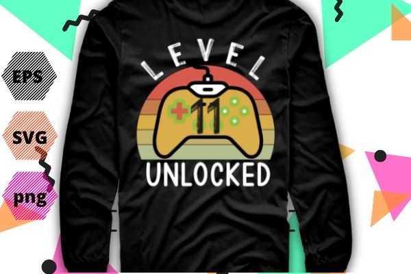 Vintage sunset level 11 unlocked video game 11 years old t-shirt design svg, vintage, sunset, level 11 unlocked, video game, 11 years old, t-shirt design vector eps