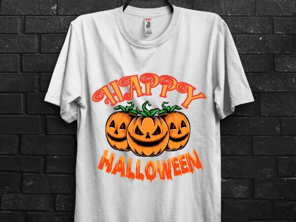 Halloween Pile of Pumpkins & Black Cat 1990s vintage Tshirt