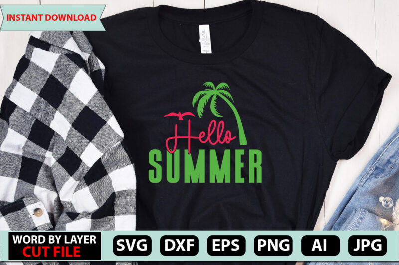 Hello Summer t-shirt design,Summer Beach Bundle SVG, Beach Svg Bundle, Summertime, Funny Beach Quotes Svg, Salty Svg Png Dxf Sassy Beach Quotes Summer Quotes Svg Bundle