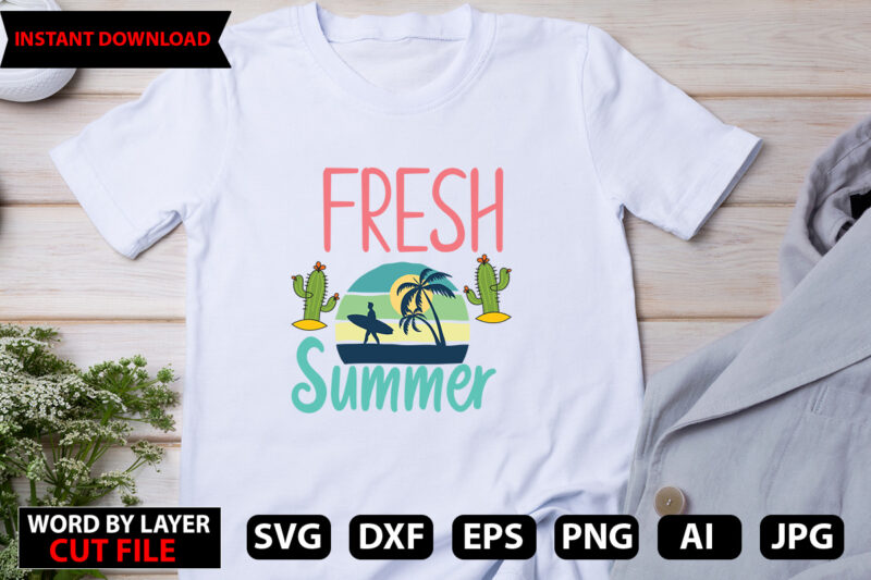 fresh Summer t-shirt design,Hello Summer Tshirt Design, png download, t shirt graphic, png download, digital download, sublimation