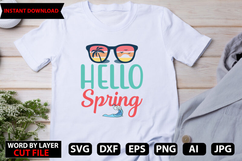 Hello spring t-shirt design,Hello Summer Tshirt Design, png download, t shirt graphic, png download, digital download, sublimation