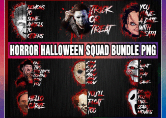 Horror Halloween Squad Bundle Png, Horror Killers, Scary Characters, Michael Jason Freddy Chucky, Horror Friends, Halloween Printable Png 1045714652 graphic t shirt