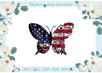 Trending gifts USA Butterfly Flower Wing , Diy Crafts Butterfly Svg Files For Cricut, Flower Wing Silhouette Sublimation Files, Cameo Htv Prints t shirt designs for sale