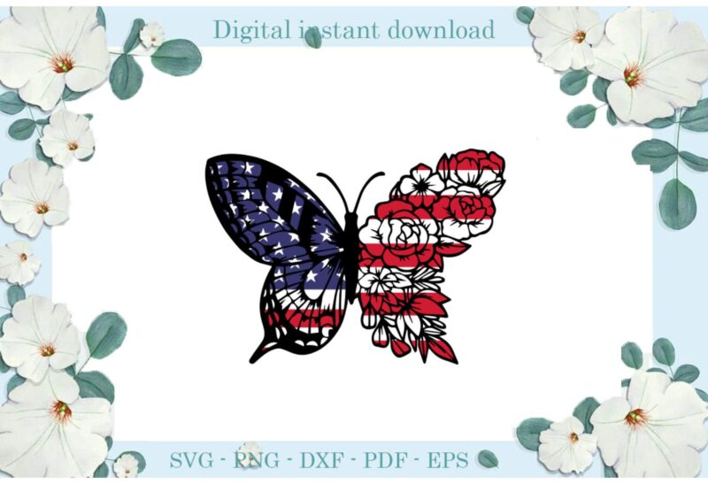 Trending gifts USA Butterfly Flower Wing , Diy Crafts Butterfly Svg Files For Cricut, Flower Wing Silhouette Sublimation Files, Cameo Htv Prints