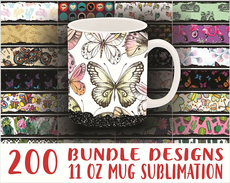 Bundle 200 Designs 11 oz Mug Sublimation, 11oz Glitter Mug sublimation Drive, 200 Mug Sublimation files, Mug designs, Digital Download 924624194