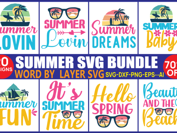 Summer svg bundle t shirt template vector