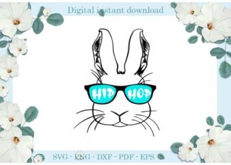 Easter Day Gifts Hip Hop Rabbit Wear Glasses Diy Crafts Rabbit Svg Files For Cricut, Easter Sunday Silhouette Trending Sublimation Files, Cameo Htv Print vector clipart