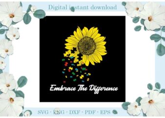 Autism Awareness Sunflower Puzzle Embrace Ther Difference Diy Crafts Svg Files For Cricut, Silhouette Sublimation Files, Cameo Htv Print t shirt vector